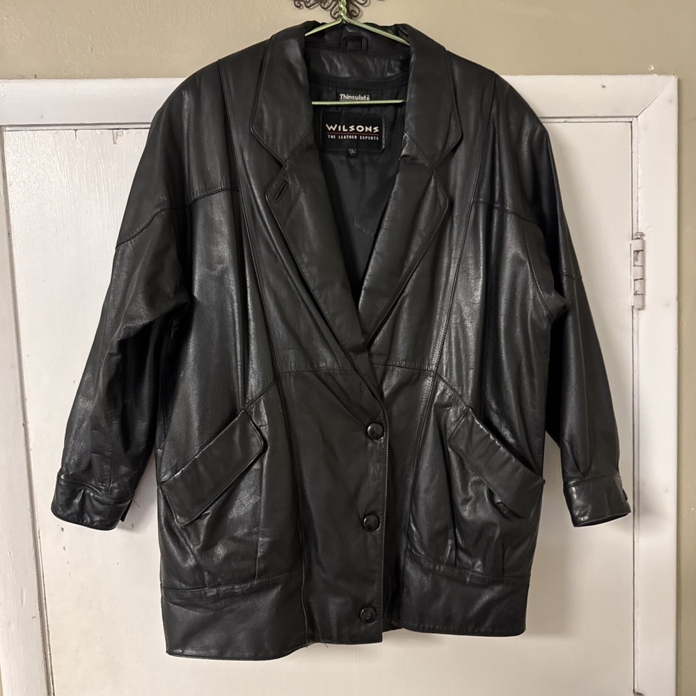 Vintage Wilson Black‎ Leather Jacket Size M Removable Thinsulate Lining